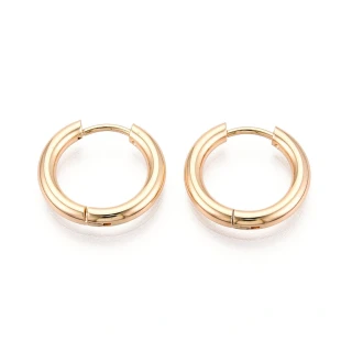 ROUND HUGGIE HOOP EARRINGS 17mm 18K Gold Plated Stainless Steel (1 Pair)