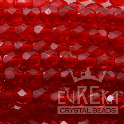 Firepolish 4mm Czech Glass Beads SIAM RUBY (Strand of 50)