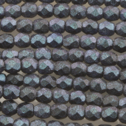 Firepolish 3mm Czech Glass Beads INDIGO ORCHID POLYCHROME (Strand of 50)