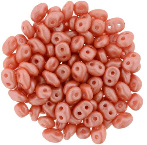 SuperDuo 2x5mm 2-Hole Czech Glass Seed Beads PEARL SHINE DK. PEACH