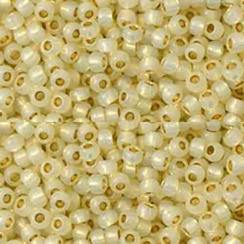 SIZE-11 #PF2125 PERMAFINISH SILVER LINED MILKY LT. JONQUIL Toho Round Seed Beads
