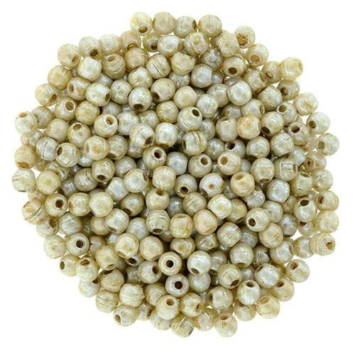 2mm Druk Beads BEIGE OPAQUE LUSTER PICASSO