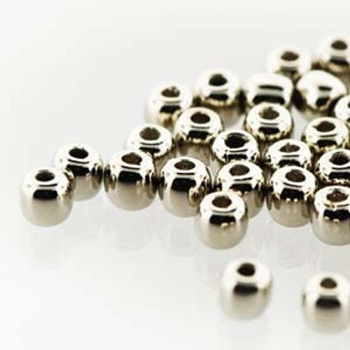 Czech Glass True DRUK Beads 2mm Round NICKEL PLATED