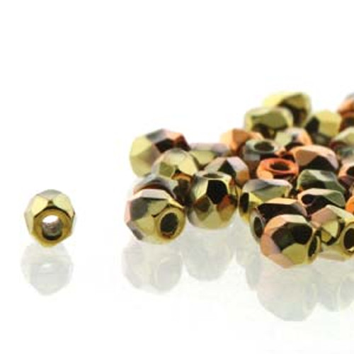 TRUE 2mm Firepolish Czech Glass Beads CALIFORNIA GOLD RUSH