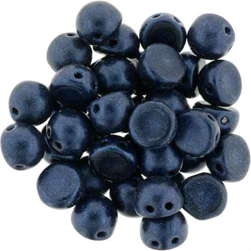 2-Hole Cabochon Beads DK. BLUE METALLIC SUEDE
