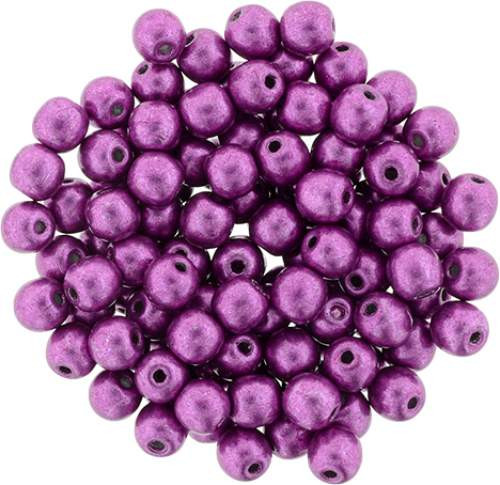 4mm Round Druk Beads PINK YARROW SATURATED METALLIC