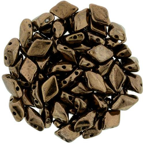 2-Hole GEMDUO 8x5mm Czech Glass Beads DARK BRONZE