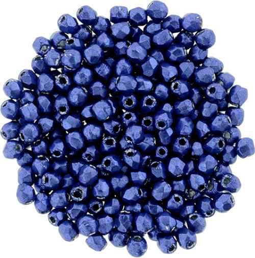 2mm Firepolish Beads LAPIS BLUE SATURATED METALLIC