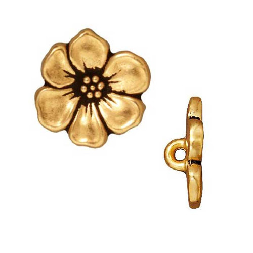 TierraCast Antiqued Gold Plated APPLE BLOSSOM BUTTON