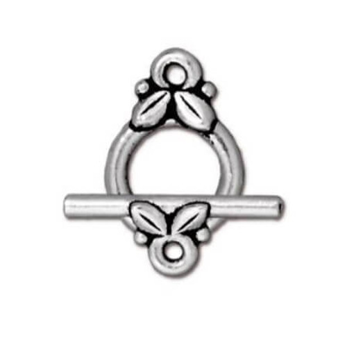 TierraCast TOGGLE CLASP-Leaf-Antiqued Silver Plated