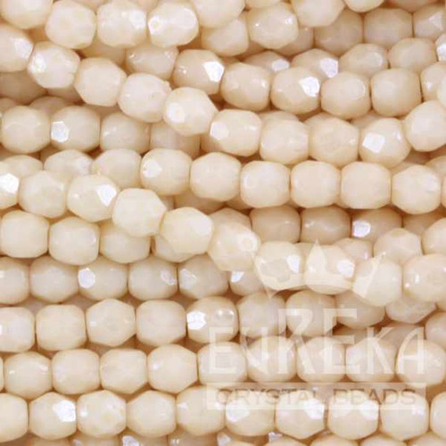 Round 2mm Firepolish Beads LUSTER OPAQUE CHAMPAGNE