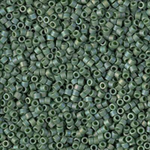 SIZE-11 #DB2312 MATTE OPAQUE GLAZED BASIL GREEN AB Delica Miyuki Seed Beads