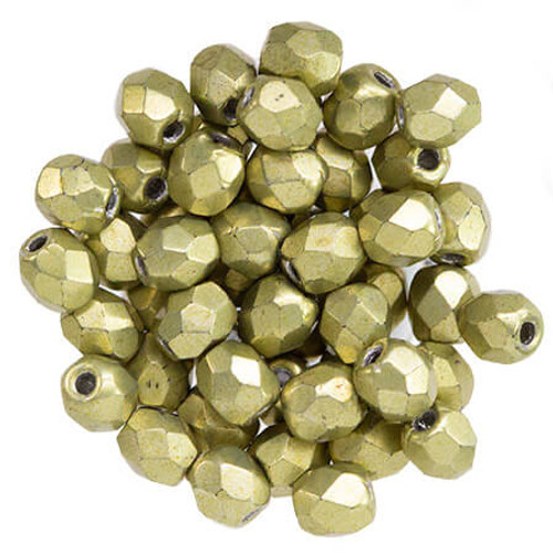 Round 3mm Firepolish Beads SATURATED METALLIC LIMELIGHT Czech Glass