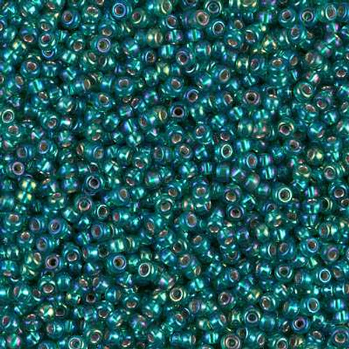 Miyuki ROUND 8/0 Seed Beads SILVER LINED EMERALD AB (20 grams tube)