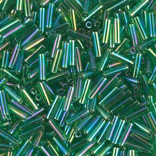Miyuki Bugle Beads 6mm GREEN AB