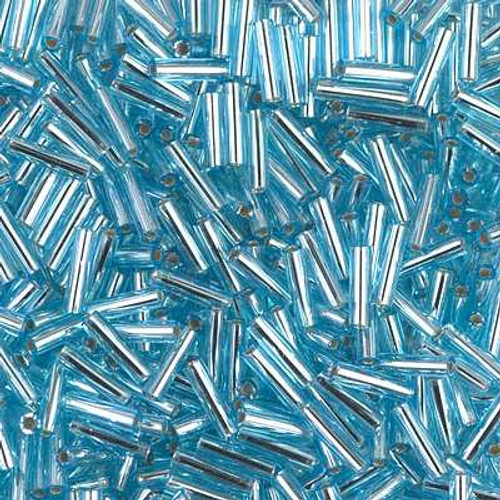 Miyuki Bugle Beads 6mm SILVER LINED AQUA