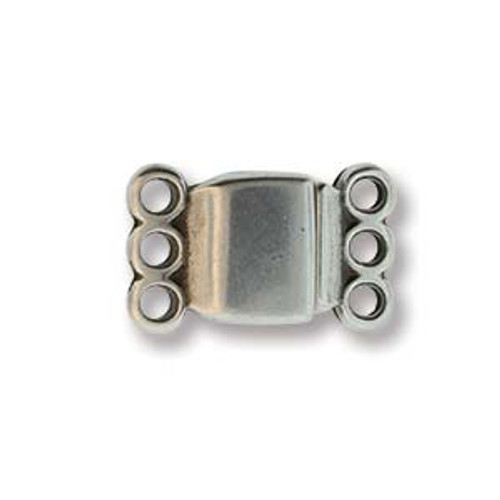 13.7x8.6mm Antique Silver Plated 3 STRAND BOX MAGNETIC Clasp 