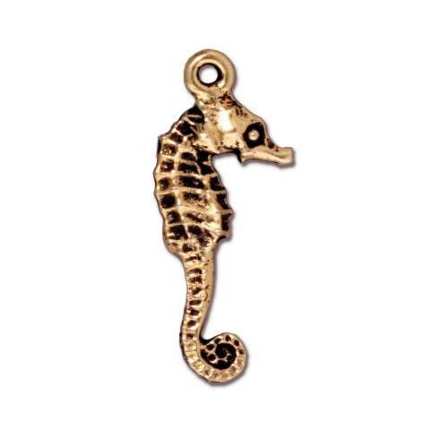 TierraCast 24mm Antiqued Gold Plated SEAHORSE CHARM 
