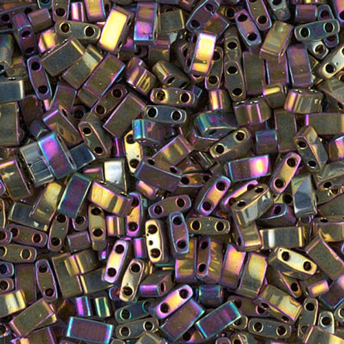 Half Tila #188 MET. PURPLE GOLD IRIS 5x2.3x1.9mm 2-Hole Miyuki Seed Beads
