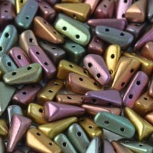Vexolo PURPLE IRIS GOLD 5x8mm 2-Hole Czech Glass Beads 
