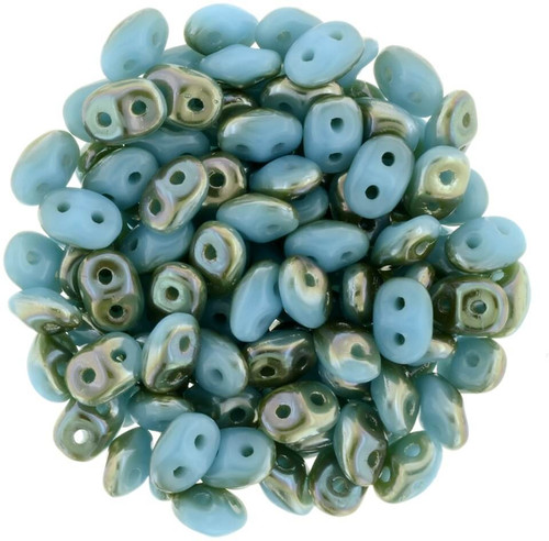 SuperDuo 2/5mm Two Hole Czech Glass Seed Beads - Dark Blue Green