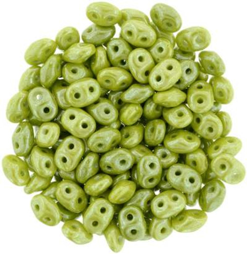 SuperDuo 2x5mm 2-Hole Czech Glass Seed Beads LUSTER OPAQUE OLIVE