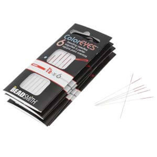 Beadsmith COLOREYES Beading Needles Size #12 RED