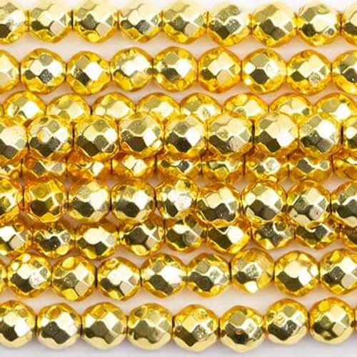 PYRITE GOLD COATED 3mm Faceted Beads