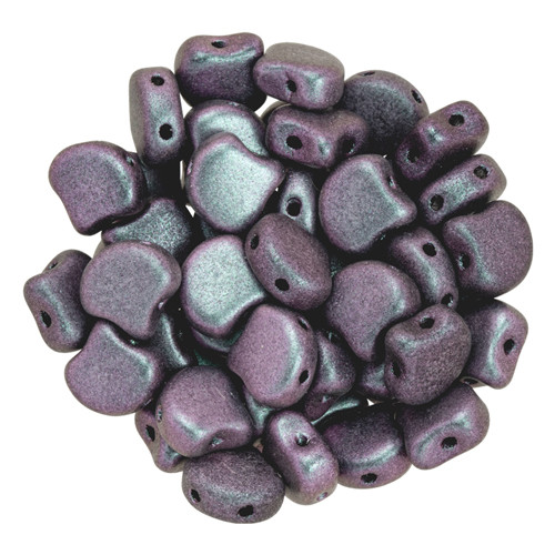 2-Hole GINKGO LEAF Czech Glass Beads  Polychrome - Orchid Aqua