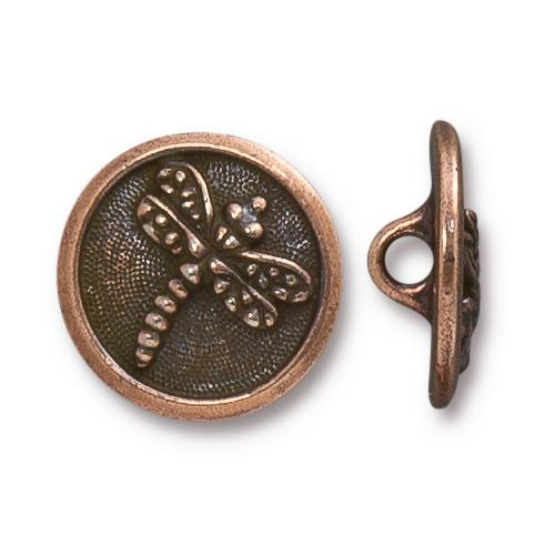 TierraCast BUTTON Dragonfly Antiqued Copper Plated
