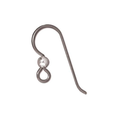 TierraCast EAR WIRE-French Hook w/3mm SS bead-Niobium Grey