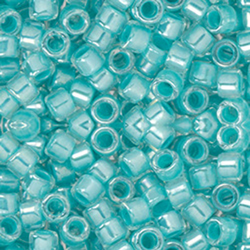 Toho AIKO 11/0 Seed Beads PALE TURQUOISE-LINED CRYSTAL RAINBOW