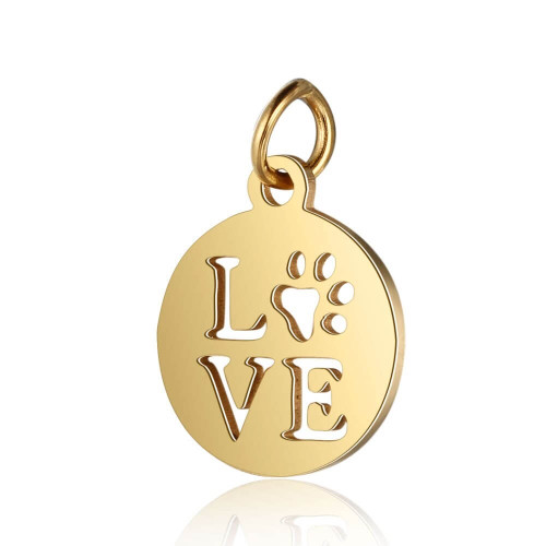 Charm-LOVE DOG PAW-17x12mm Gold Plated