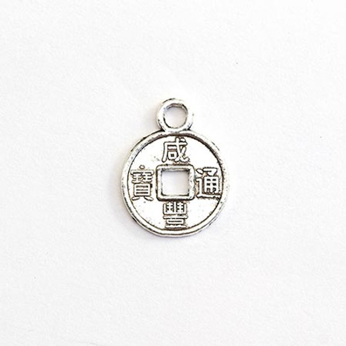 Charm-COIN-12x10mm Antique Silver Plated