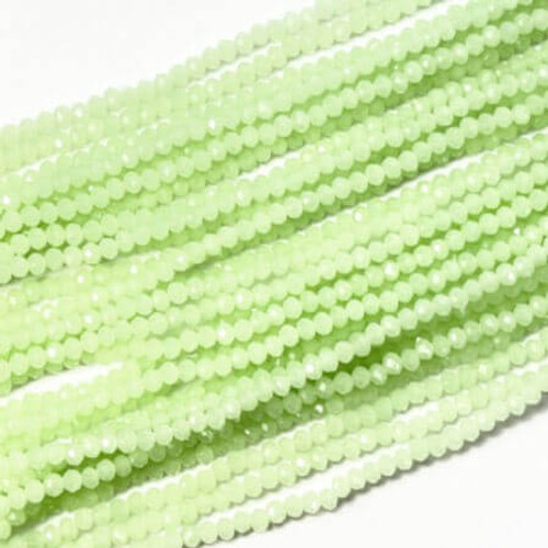 Chinese Crystal Rondelle Beads 3x2mm LT. GREEN APPLE Strand