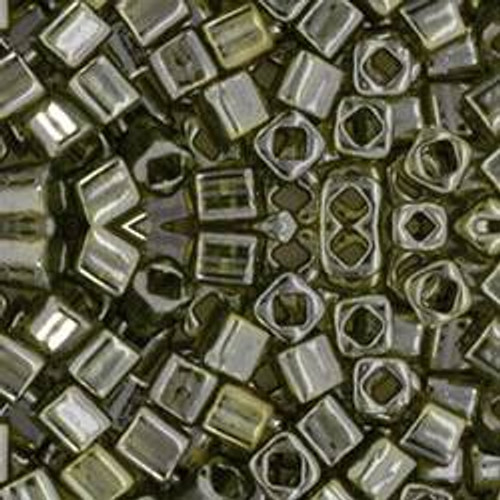 Toho CUBE Seed Beads 4mm GOLD LUSTERED GREEN TEA