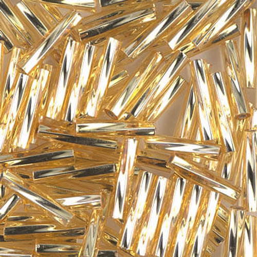 Miyuki TWISTED BUGLE Beads 2.7x12mm SILVERLINED GOLD