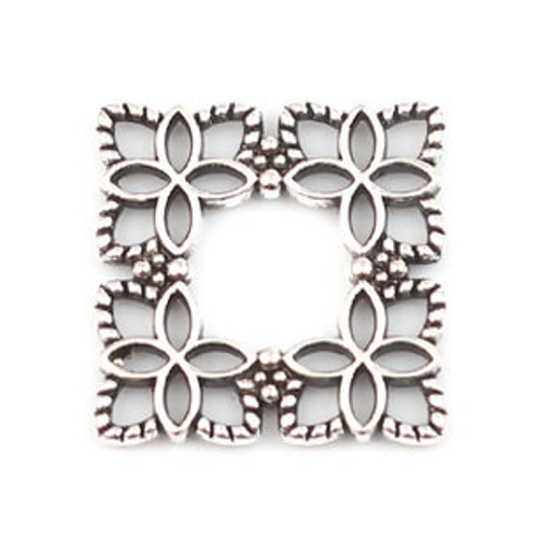 Link SQUARE FLOWER CONNECTOR 16x16mm Antique Silver Plated