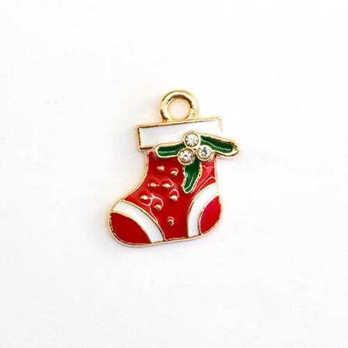 Charm-XMAS STOCKING-18x17mm Enamel Plated