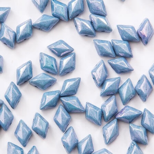 Mini GemDuo CHALK BLUE LUSTER 6x4mm 2-Hole Czech Glass Beads