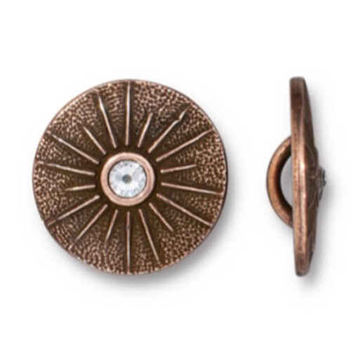 TierraCast BUTTON-Starburst with SS9 Crystal-Antique Copper Plated