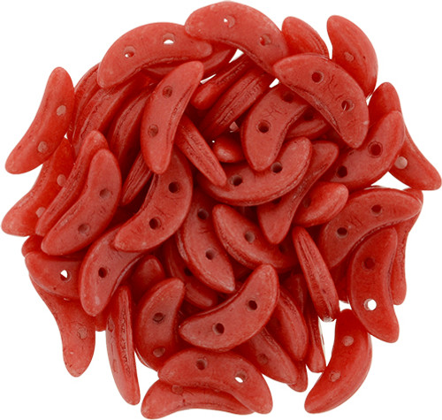 2-Hole Crescent Beads OPAQUE AURORA RED