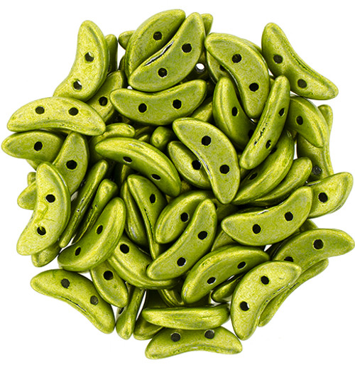 2-Hole Crescent Beads SATURATED METALLIC LIME PUNCH