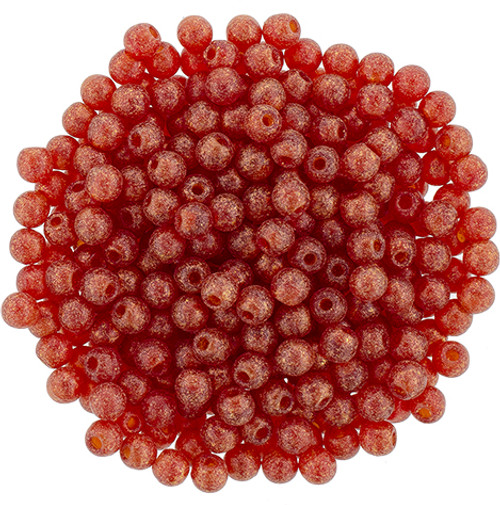 FINIAL Half-Drilled 2mm Czech Glass Beads RUBY ANTIQUE SHIMMER