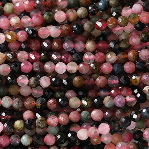 TOURMALINE 3mm High Grade Faceted Gemstone Beads