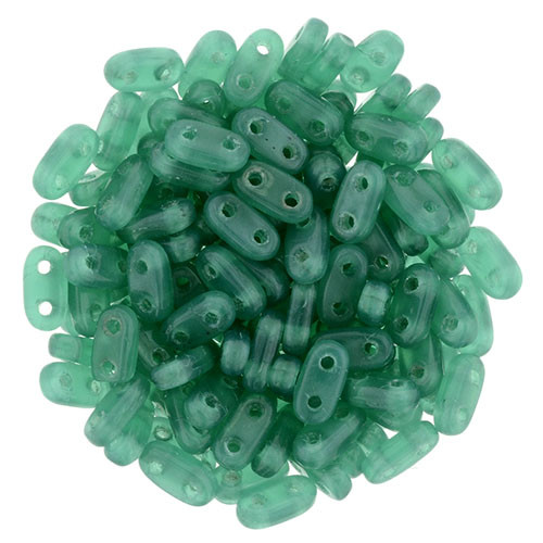 2-Hole Bar Beads 6x2mm CzechMates ATLANTIS GREEN