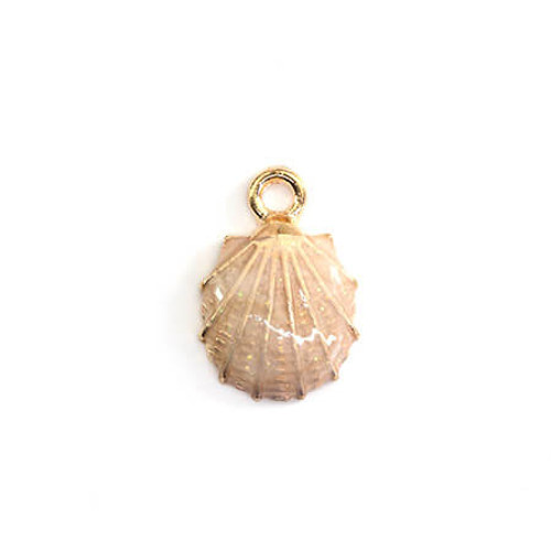 Charm-SCALLOP SHELL-SEASHELL GLITTER-13x19mm Enamel Plated