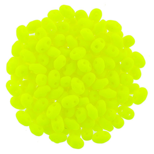 MiniDuo 2x4mm 2-Hole Czech Glass Beads NEON YELLOW