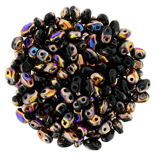 MiniDuo 2x4mm 2-Hole Czech Glass Beads JET ARTEMIS SLIPERIT