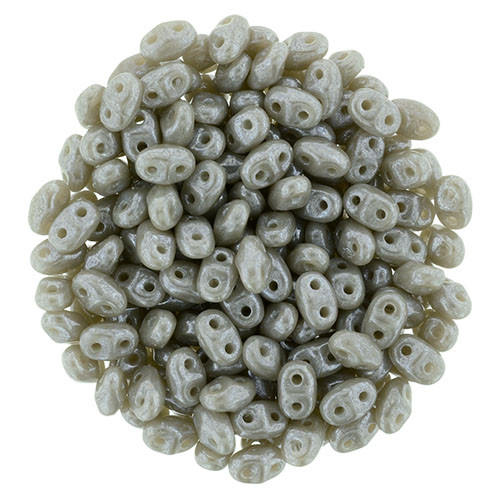 MiniDuo 2x4mm 2-Hole Czech Glass Beads LUSTER ASHEN GRAY